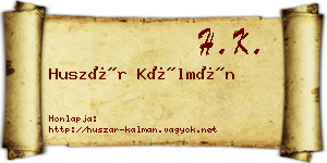 Huszár Kálmán névjegykártya